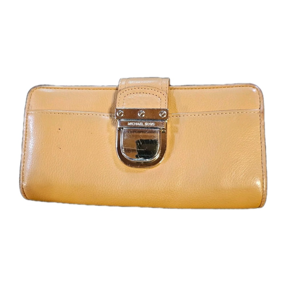 Michael Kors Riley Flap Continental Wallet Peanut Brown Leather 32S12RLE3L